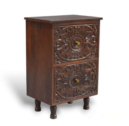 The Heirloom Carved side table / wooden end table / drawer storage table by Orchid Homez