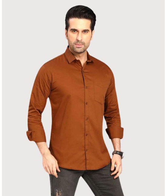 Springberry - 100% Cotton Slim Fit Rust Men's Casual Shirt ( Pack of 1 ) - None