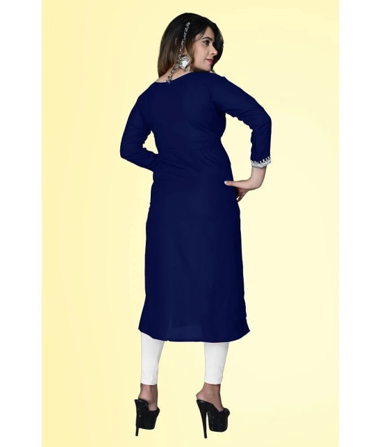 haya fashion - Navy Rayon Womens Straight Kurti ( Pack of 1 ) - None