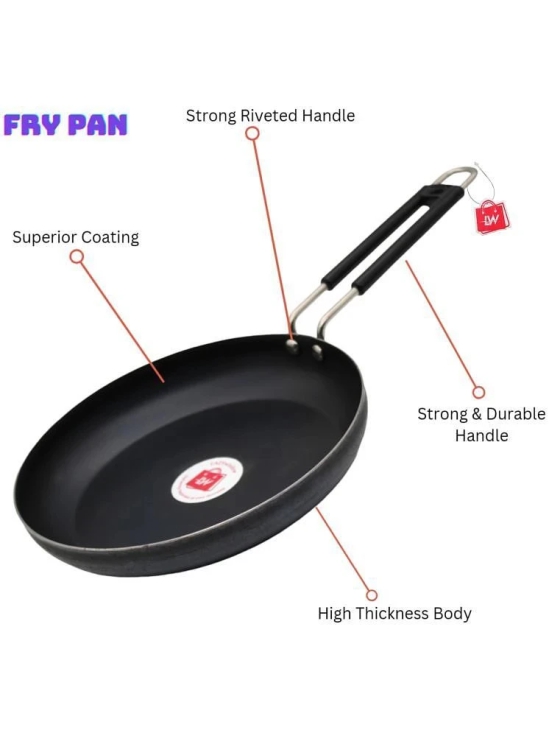 LAZYWINDOW Fry Pan & Tadka Pan Black Iron No Coating Cookware Sets ( Set of 1 )