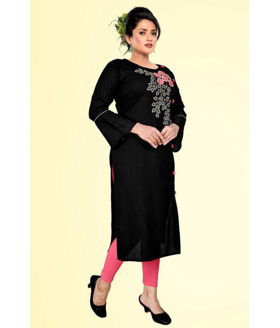 haya fashion - Black Rayon Women's Straight Kurti ( Pack of 1 ) - None