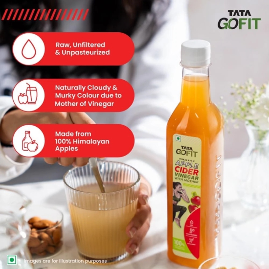 Tata GoFit, Himalayan Apple Cider Vinegar, 500ml, With Mother of Vinegar, Naturally Fermented, Raw, Unfiltered & Unpasteurized, 6-in-1 Benefits, Source of Iron, Rich in Potassium