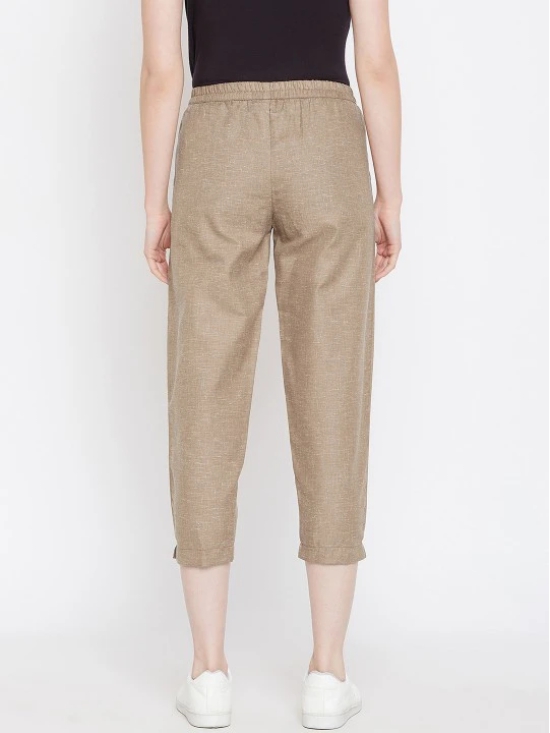 Women Brown Relaxed Regular Fit Self Design Cigarette Trousers