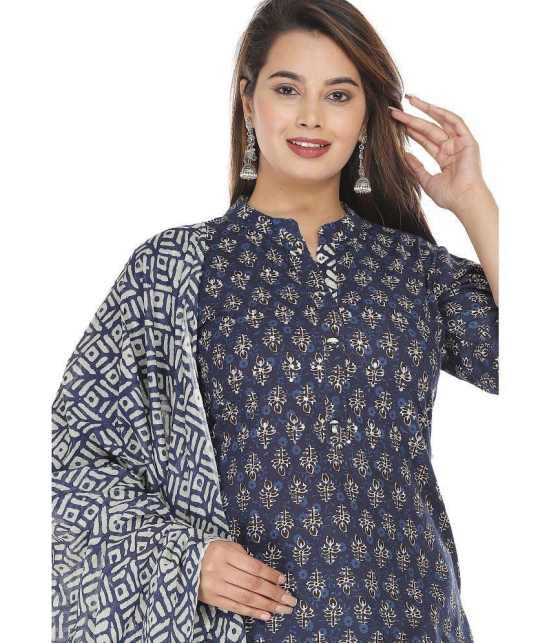 HIGHLIGHT FASHION EXPORT Navy Cotton Kurti With Pants - Stitched Suit Single - None