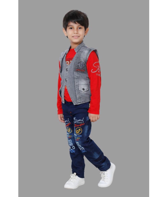 DKGF Fashion - Light Grey Cotton Blend Boys Shirt & Jeans ( Pack of 1 ) - None