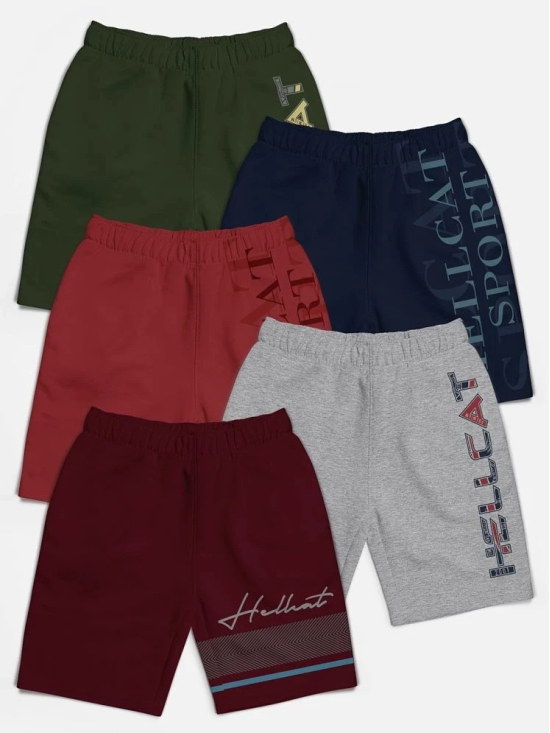 HELLCAT - Multi Color Cotton Blend Boys Shorts ( Pack of 5 ) - None