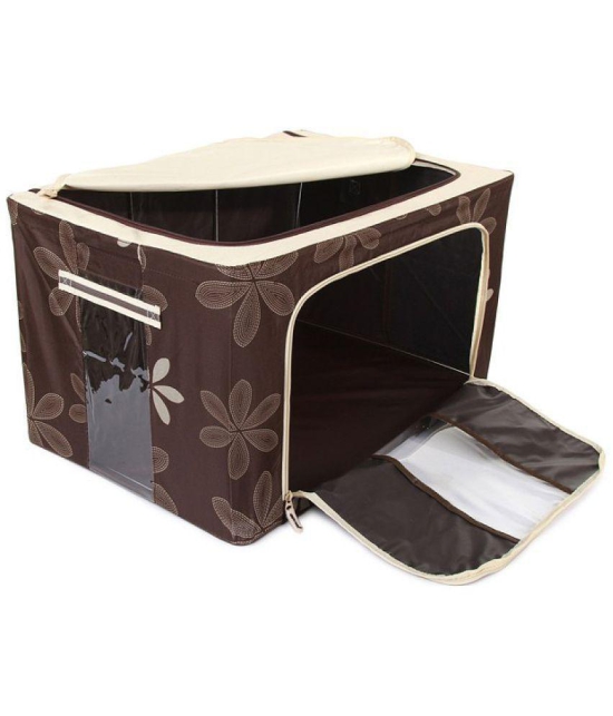 UberLyfe Foldable Cloth Storage Box with Steel Frames (Brown, 66L)