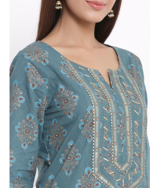 KIPEK - Blue Straight Cotton Womens Stitched Salwar Suit ( Pack of 1 ) - L