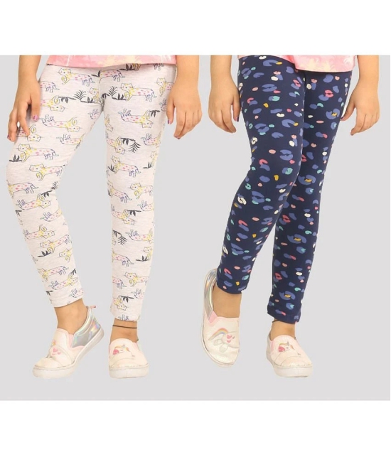 Ariel - Beige Cotton Girls Leggings ( Pack of 2 ) - None