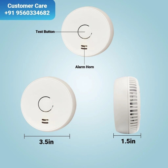 Smoke Detector Set of 1| Battery Operated High Sensitivity Wireless Smoke Alarm