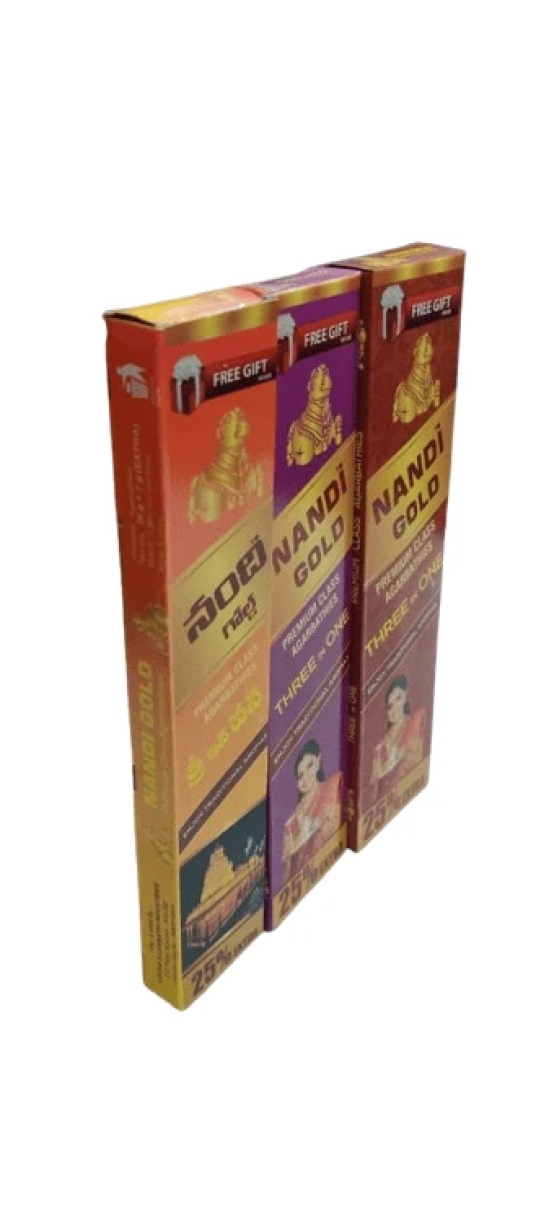 Nandi Gold Premium Class Agarbathies Three in One Set |Pack Of 3| 9 Different Flavours In Pack