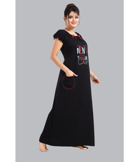 FOMTI Black Cotton Nighty - Free Size