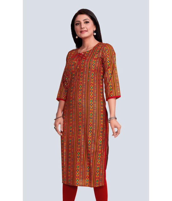 Meher Impex Rayon Embellished Straight Womens Kurti - Mustard ( Pack of 1 ) - None