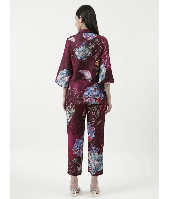 Pannkh Womens Floral Digital Printed Loungewear Shirt With Pant Set - None