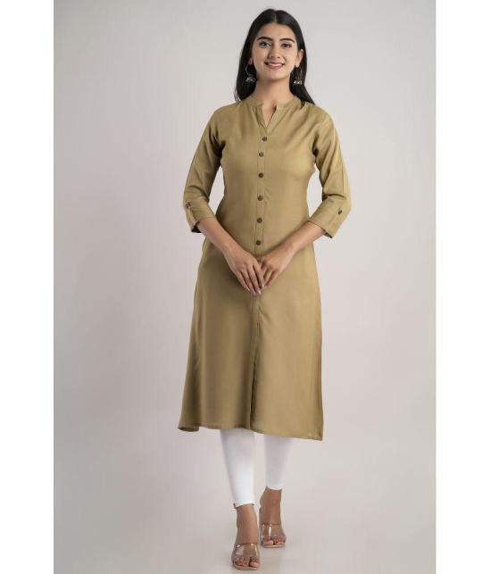 MAUKA - Khaki Rayon Women''s Front Slit Kurti ( Pack of 1 ) - None