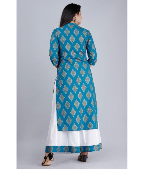 MAUKA - Blue Straight Rayon Women''s Stitched Salwar Suit ( Pack of 1 ) - None