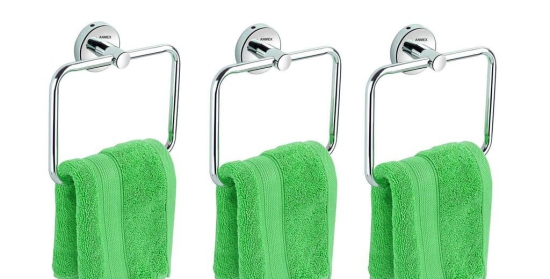 ANMEX SQUARE Stainless Steel Towel Ring for Bathroom/Wash Basin/Napkin-Towel Hanger/Bathroom Accessories - PACK OF 3