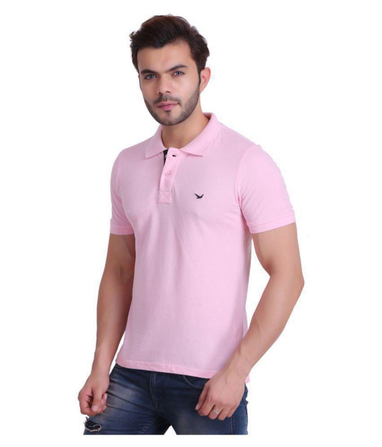 Hiflyers Cotton Blend Pink Plain Polo T Shirt - None