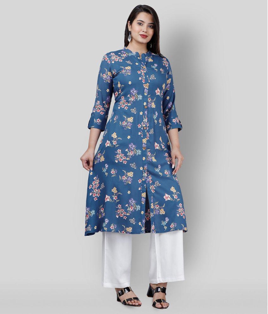 MAUKA - Blue Blue Straight Rayon Women''s Stitched Salwar Suit ( Pack of 1 ) - 5XL