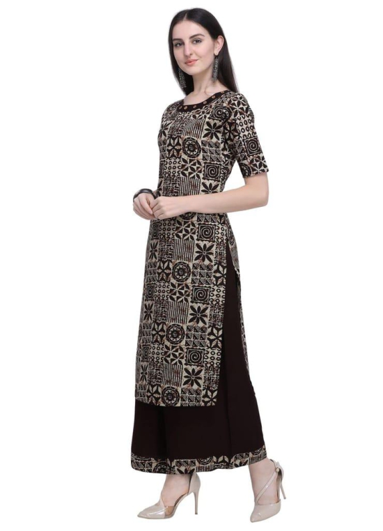 SHOPPING QUEEN Cotton Straight Kurta Palazzo Set