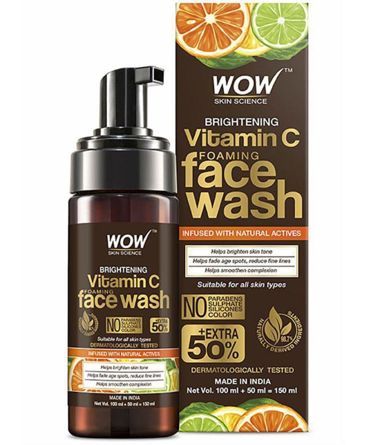 WOW Skin Science Brightening Vitamin C Foaming Face Wash - For Skin Brightening -No Parabens, Sulphate, Silicones & Color - 100 ml