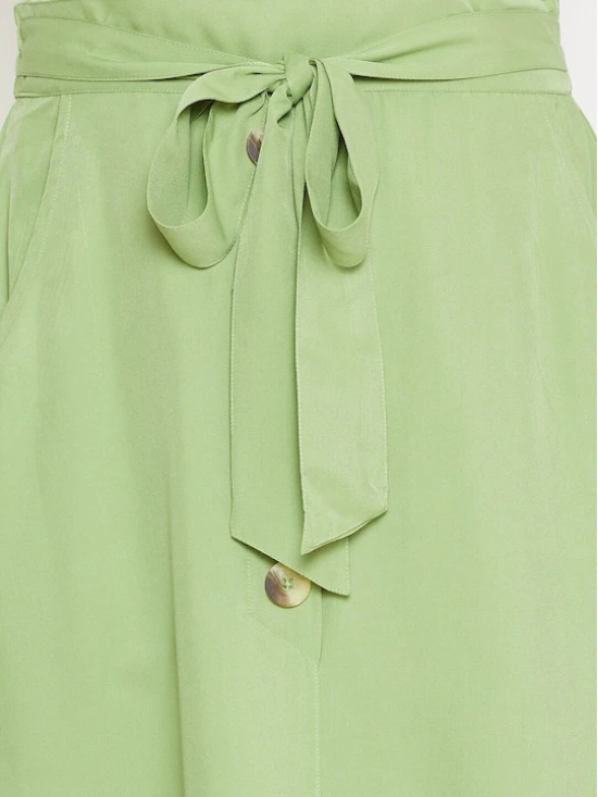 Women White & Green Solid Top with Skirt