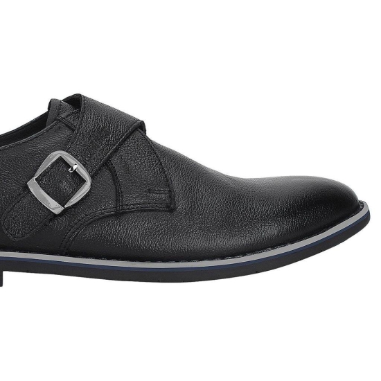 SeeandWear Monk Shoes for Men. Single Strap Black Genuine Leather Formal Shoe.