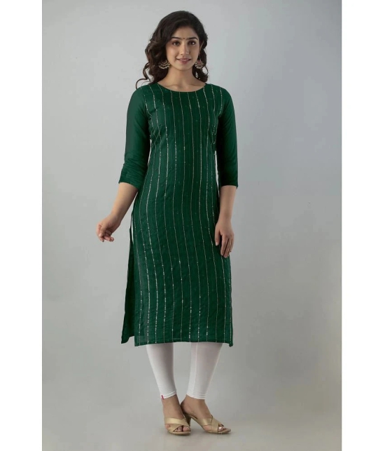 JASH CREATION - Green Rayon Womens Straight Kurti ( Pack of 1 ) - None