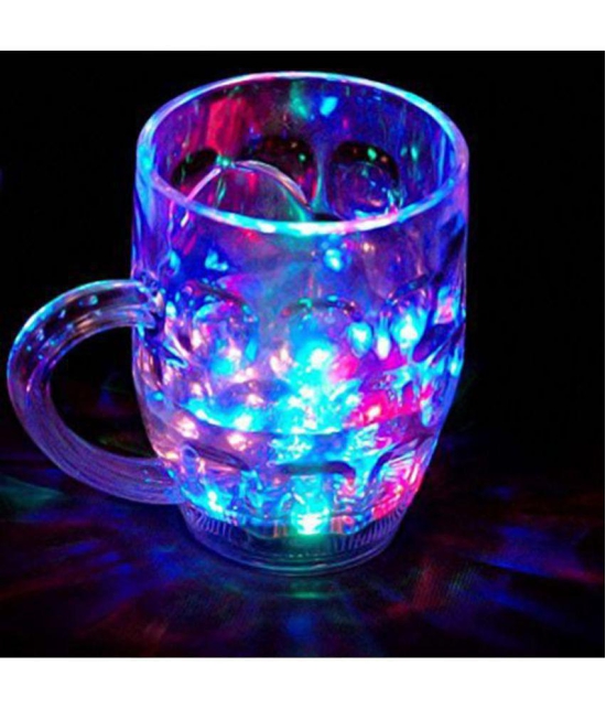 Light Changing Fibre Glass Beer Mug with Disco Led for Gifting - 7 Colour Changing Liquid Lights - 295ML