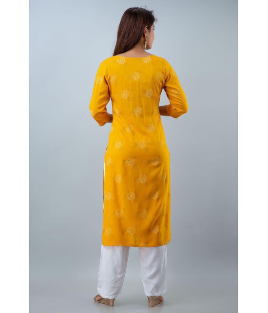 Doriya Yellow Rayon Kurti With Palazzo - Stitched Suit - None