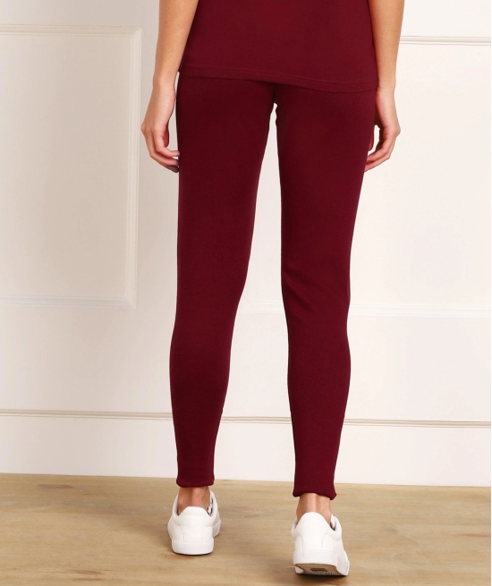 Thermal Tights for Winter Stretchable - Maroon-L / Maroon