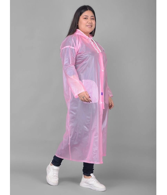 Dollar Polyester Long Raincoat - Pink - None