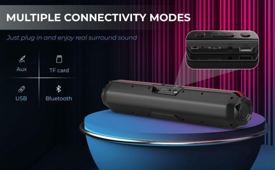 VERONIC Sound Bar 10 W Bluetooth Speaker Bluetooth v5.0 with USB,SD card Slot,Aux Playback Time 6 hrs Assorted - Assorted