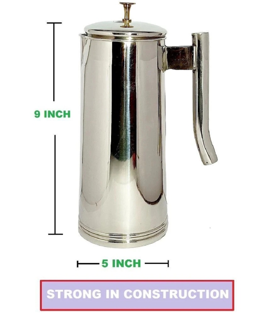 A & H ENTERPRISES Water Jug with Lid Stainless Steel Jug and Glass Combo 1800 mL - Steel