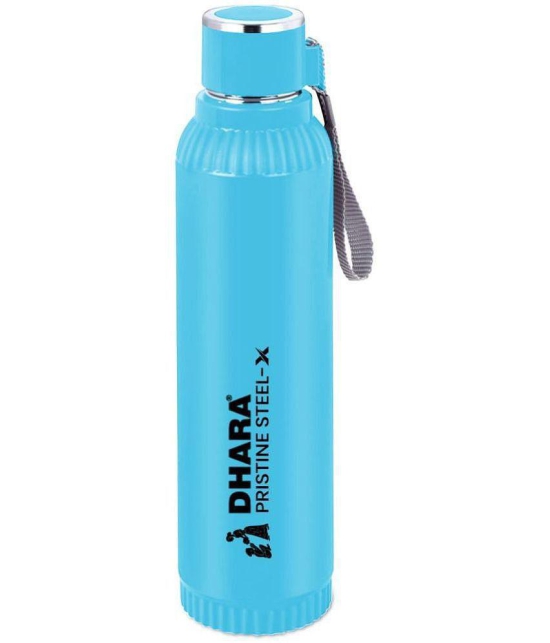 Dhara Stainless Steel Light blue Water Bottle 700 mL ( Set of 1 ) - Light blue