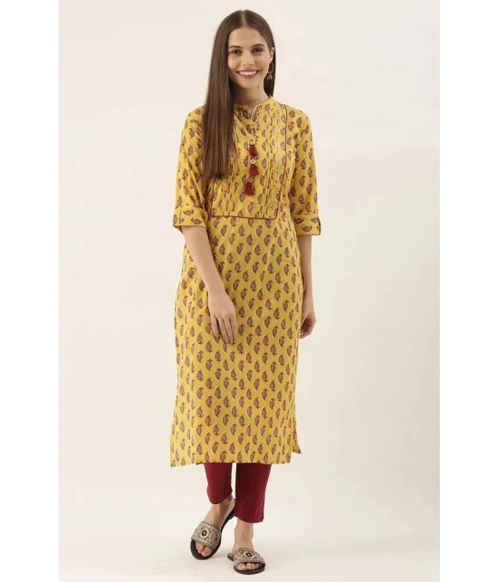 Rajnandini - Yellow 100% Cotton Womens Straight Kurti ( Pack of 1 ) - None