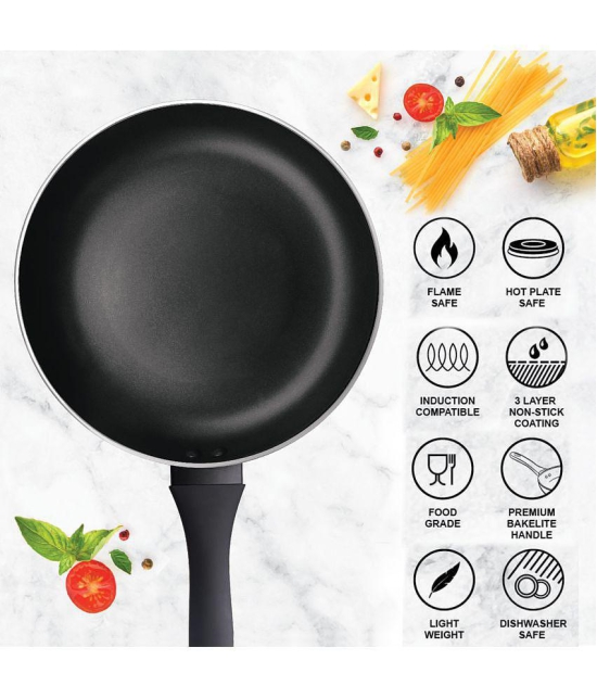 Milton Pro Cook Black Pearl Aluminium Induction Fry Pan, 28 cm /2.5 Litre, Grey