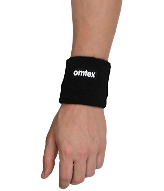 Omtex - Black Cotton Wrist Band ( 3 Pairs ) - One Size