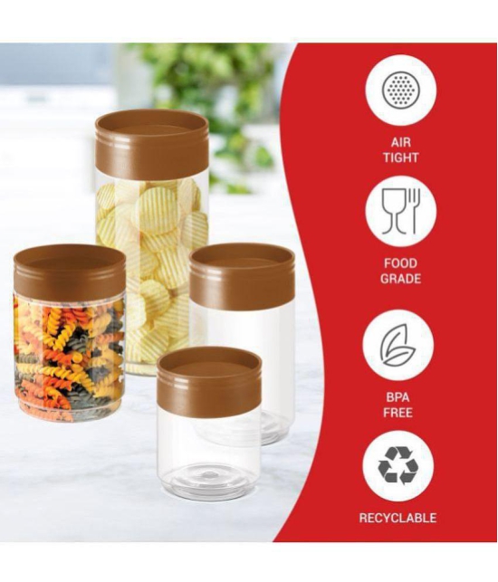 Milton Stack IT 2300 Plastic Storage Jar, 1 Piece, 2.19 Litres, Brown | Air Tight | Storage Jar | Kitchen Organiser | BPA Free | Stackable | Modular | Food Grade | Multipurpose Jar - Brown