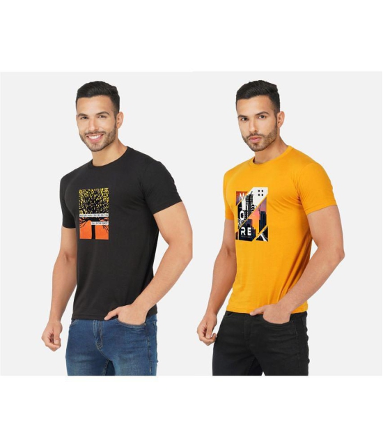 CHOZI Cotton Blend Regular Fit Printed Half Sleeves Men's T-Shirt - Multicolor ( Pack of 2 ) - None