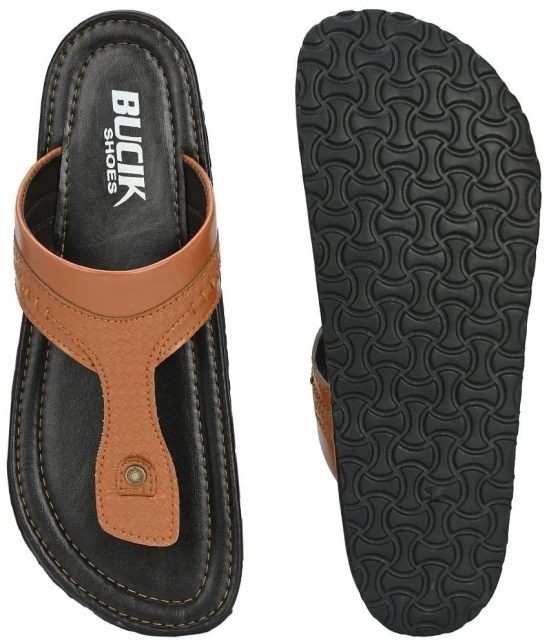 Bucik TAN Mens Leather Slipper - None