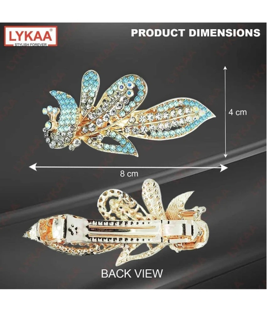 Lykaa Hair Clip with Stylish Peacock Flower Ponytail Hair Clip for Women and Girls - Pack of 1 - Multi