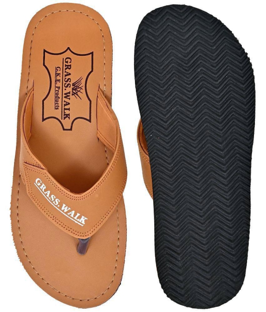 GRASS WALK - Tan Mens Thong Flip Flop - None