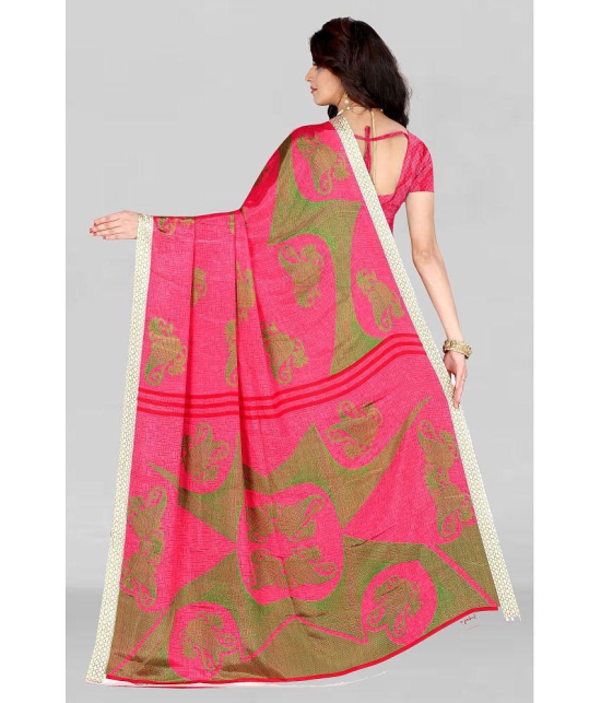 LEELAVATI - Pink Crepe Saree With Blouse Piece ( Pack of 1 ) - Pink