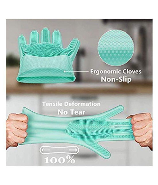 Buyerzone Rubber Medium Cleaning Glove 1*Pair Silicon Glows