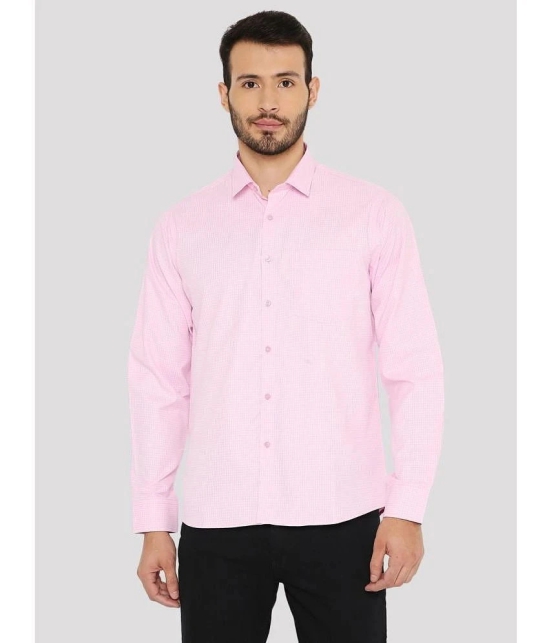 Maharaja Cotton Blend Slim Fit Checks Full Sleeves Mens Casual Shirt - Pink ( Pack of 1 ) - None