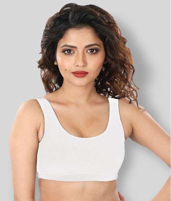 Dermawear White Poly Cotton Solid Sports Bra - XL