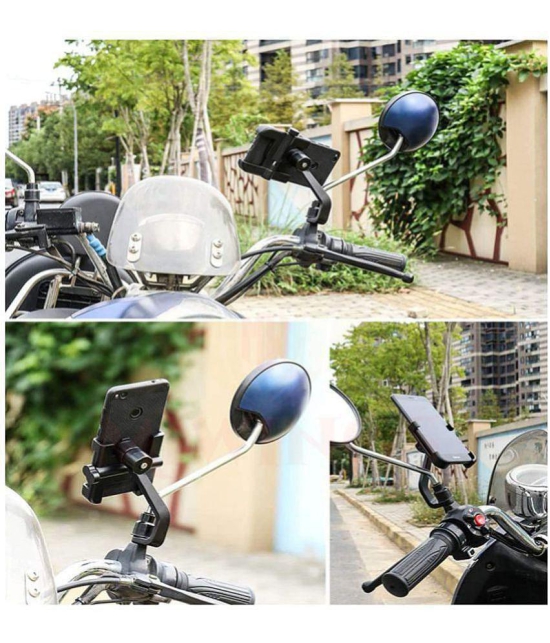 thriftkart Universal Handlebar Bike Mount Holder Metal Body 360 Degree Rotating Mirror Cradle Stand for Cycle, Motorcycle, Scooty Fits All Smartphones