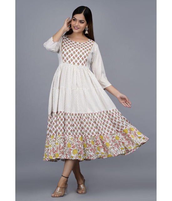 mGIFT ONCE - Off White Rayon Women''s Anarkali Kurti ( Pack of 1 ) - None