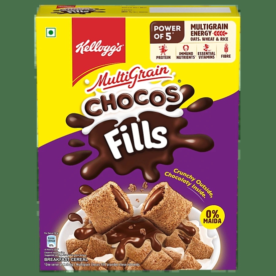 Kellogg's Chocos Fills, Double Chocolaty, Multigrain, High In Protein And B Vitamin, 0% Maida & Corn Flakes With Honey, 630G